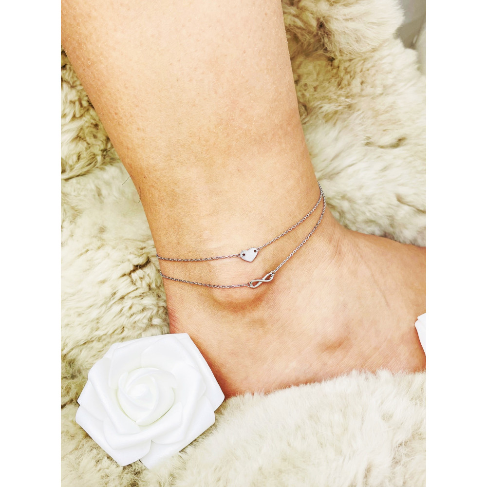 Herz Infinity 925 Silber Bein Armband