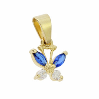 Złoty wisiorek zawieszka motyl z cyrkoniami