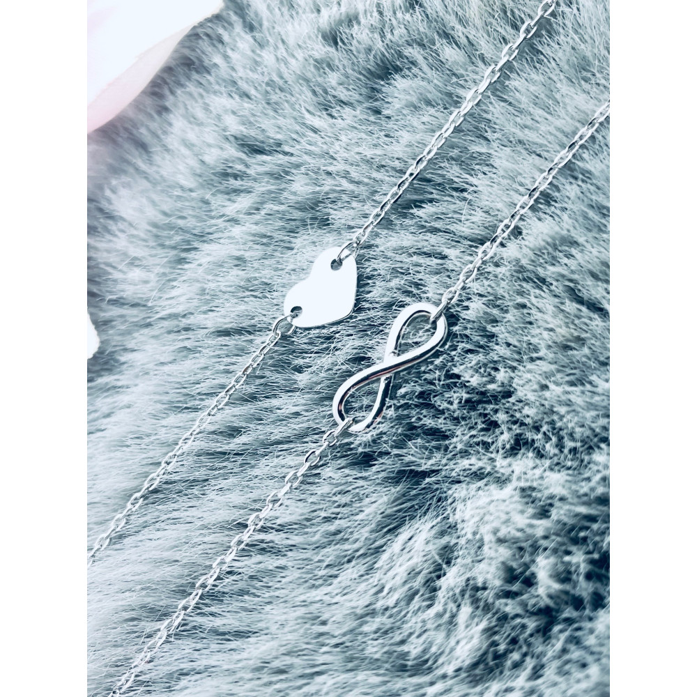 Herz Infinity 925 Silber Bein Armband