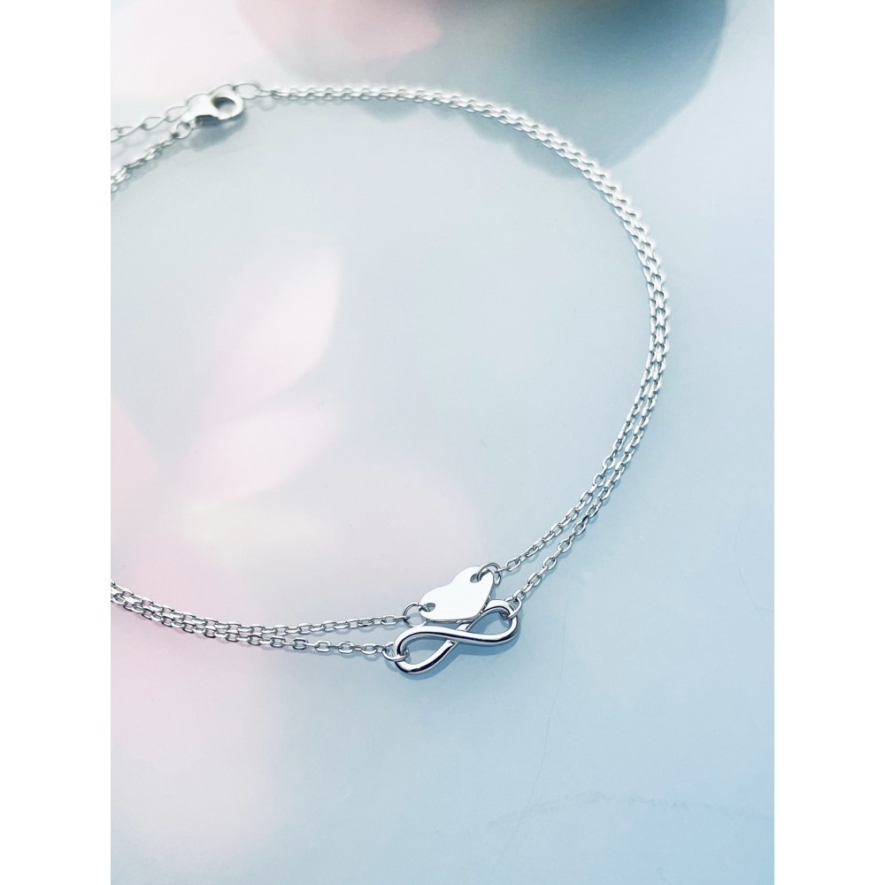 Herz Infinity 925 Silber Bein Armband