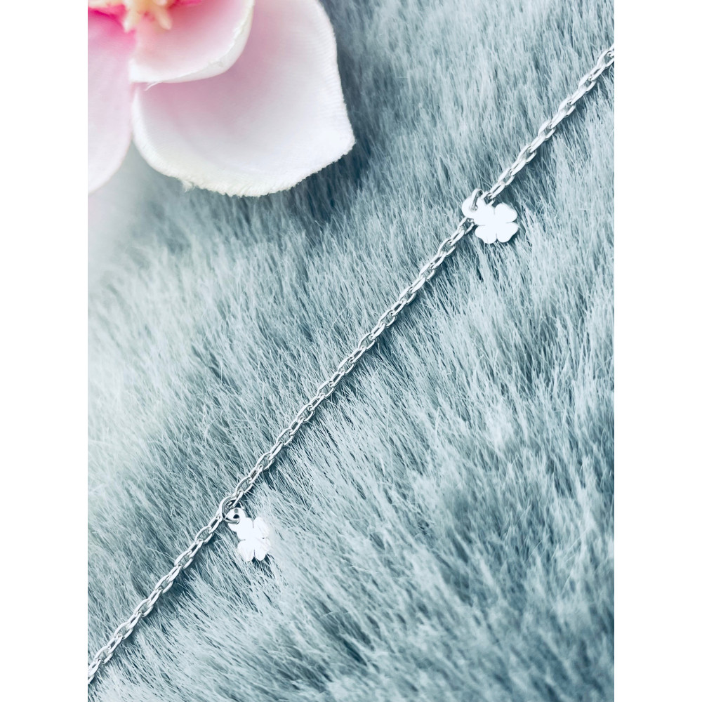 Kleeblatt 925 Silber Bein Armband