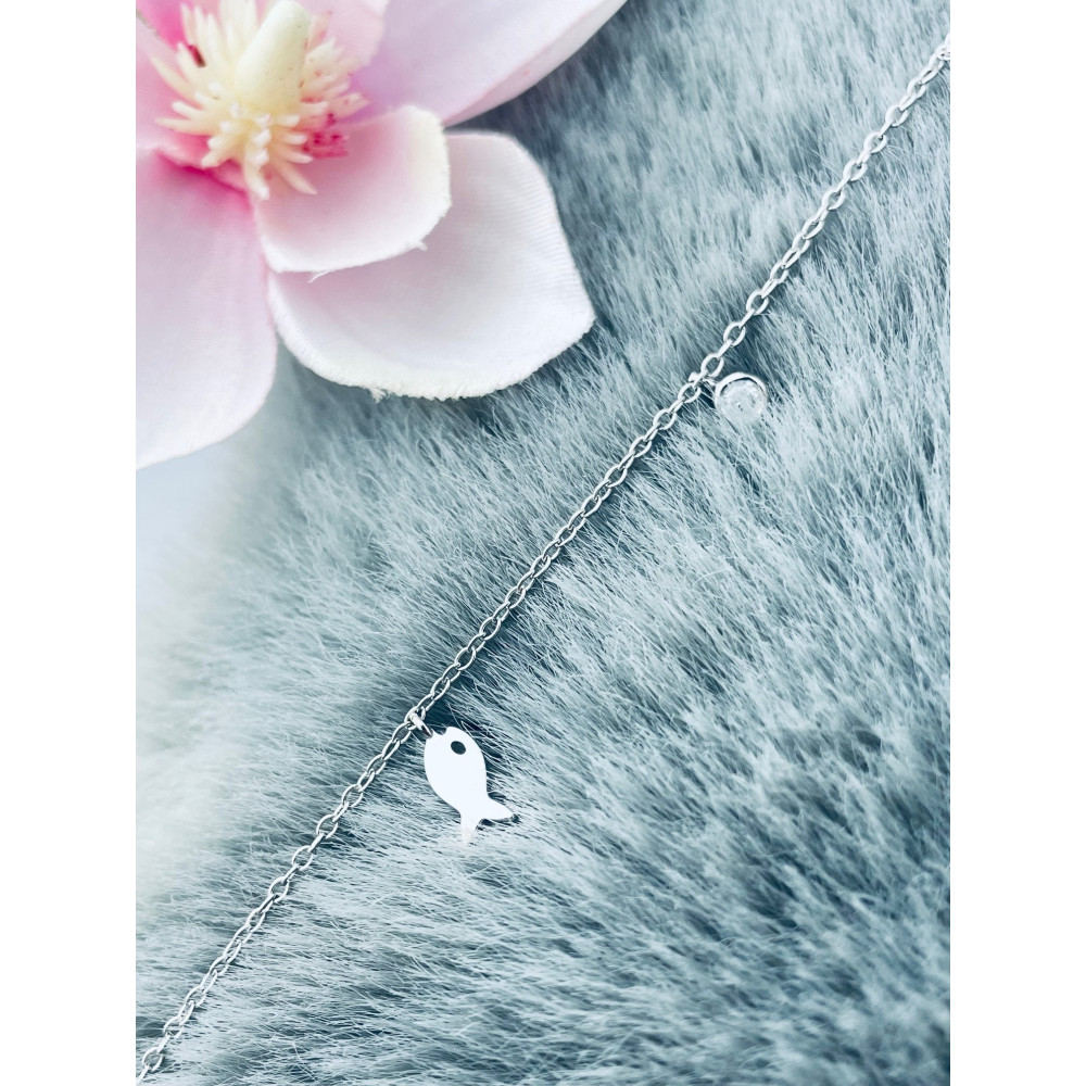 Blume Fisch Kleeblatt 925 Silber Bein Armband mit Zirkonia