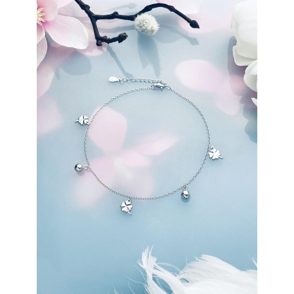 Kleeblatt 925 Silber Bein Armband