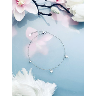 Blume Kleeblatt 925 Silber Bein Armband mit Zirkonia