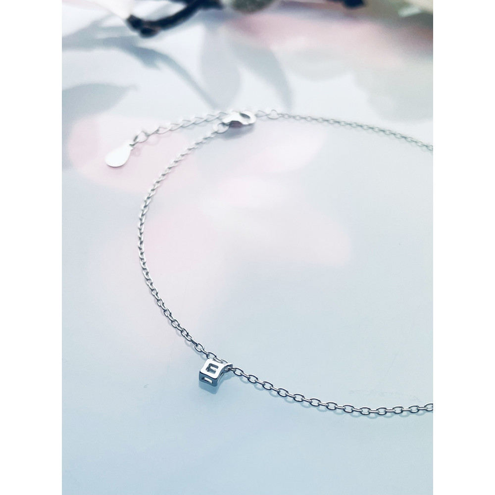 Srebrna bransoletka na nogę koniczynka kwiat z cyrkoniami