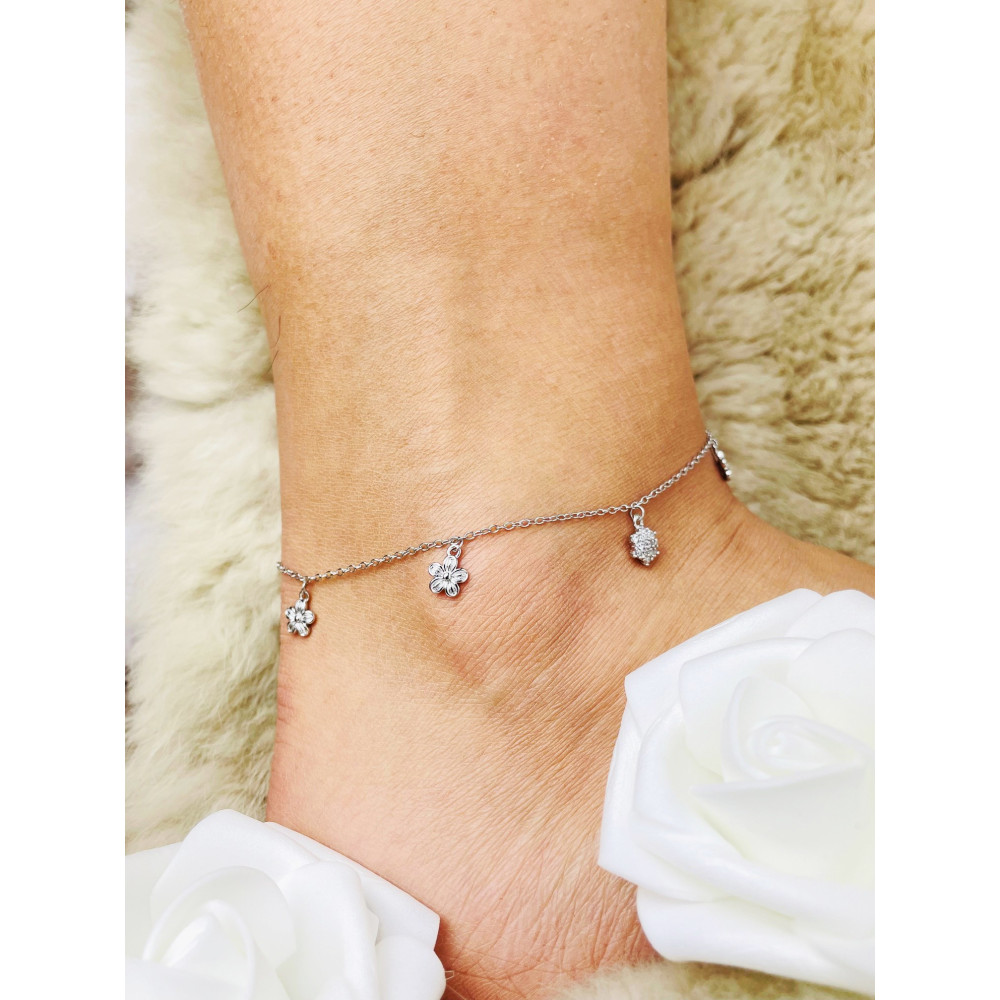 Blume 925 Silber Bein Armband