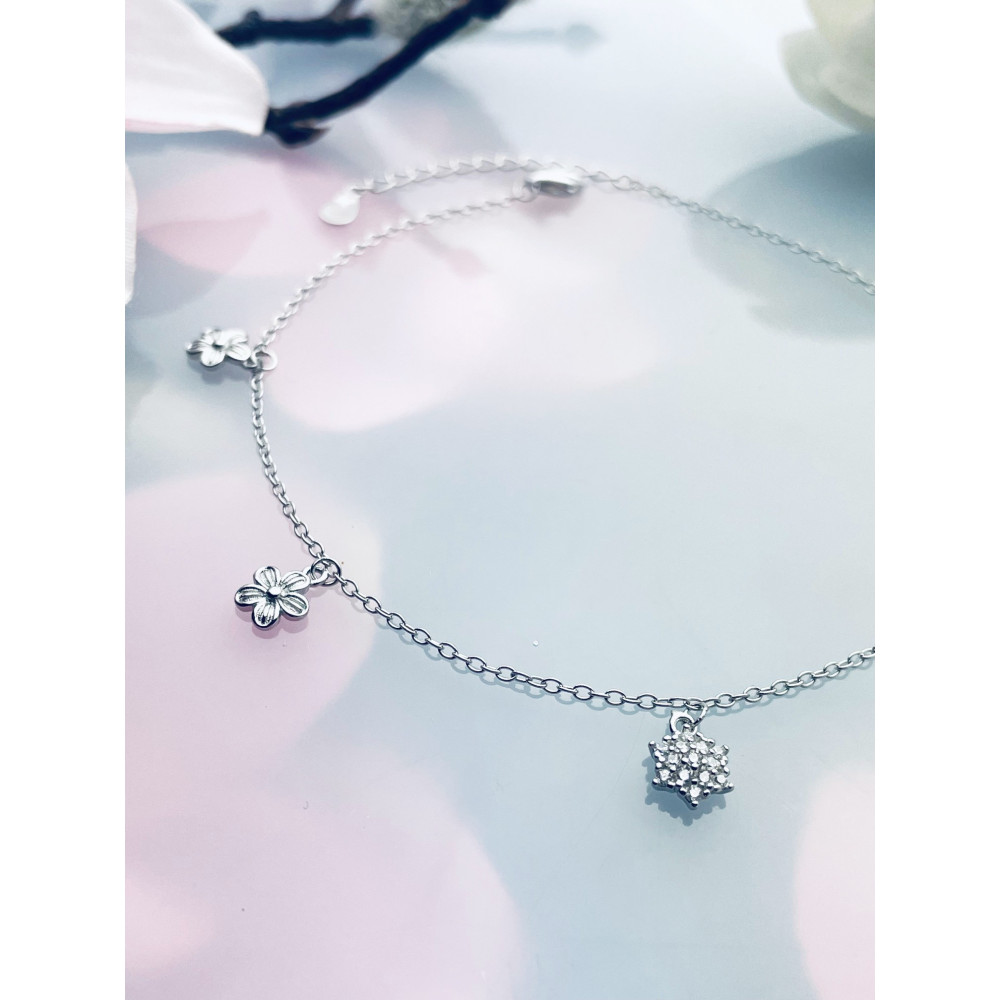 Blume 925 Silber Bein Armband