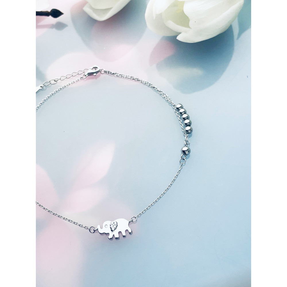 Elefant 925 Silber Bein Armband mit Zirkonia