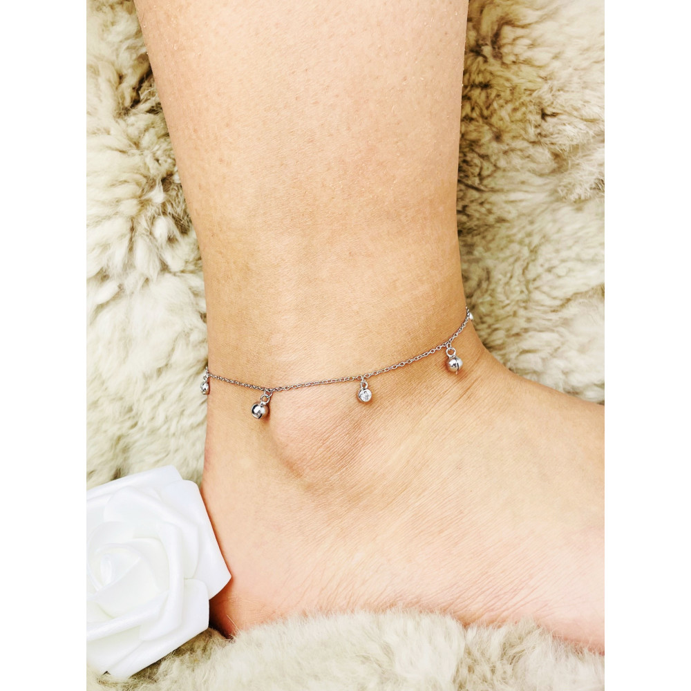 Ball 925 Silber Bein Armband mit Zirkonia