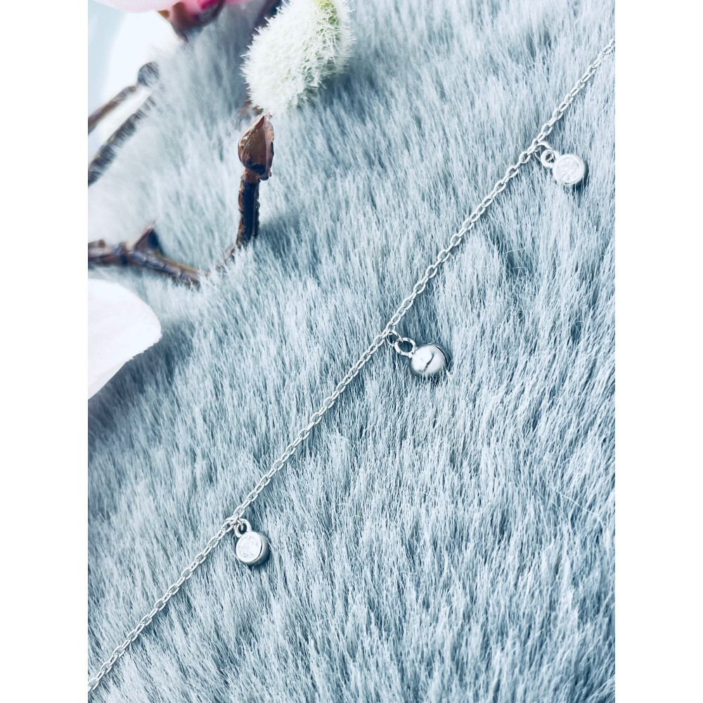 Ball 925 Silber Bein Armband mit Zirkonia