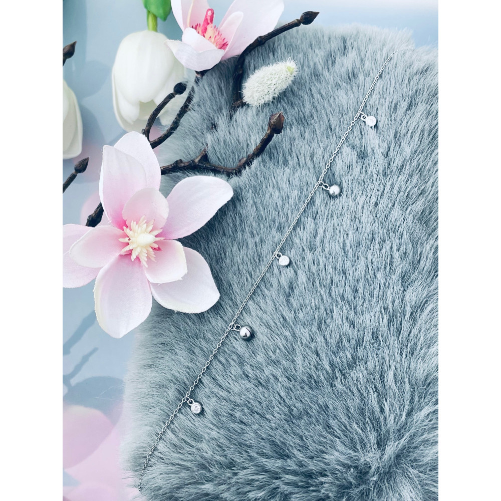 Ball 925 Silber Bein Armband mit Zirkonia