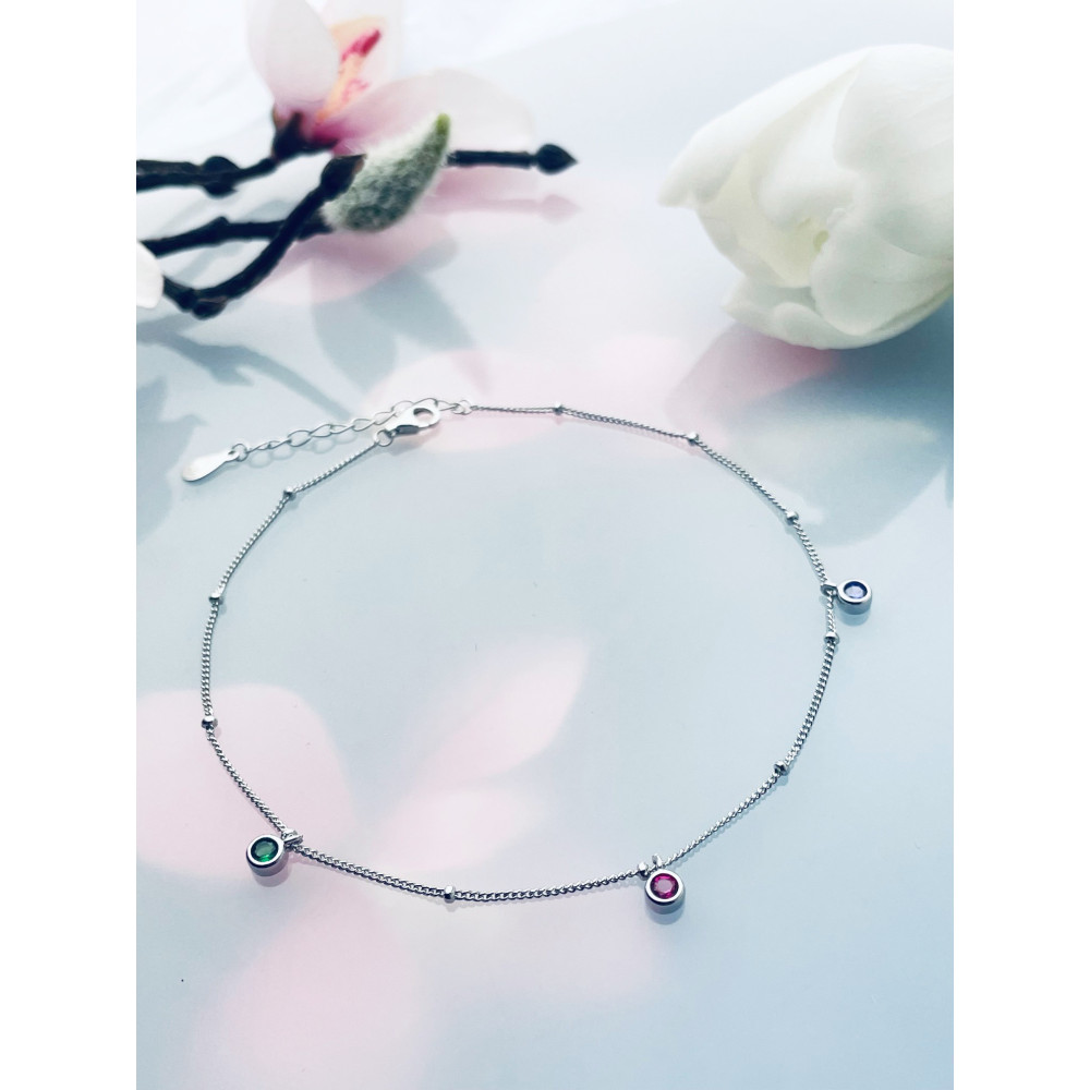 925 Silber Bein Armband mit Zirkonia