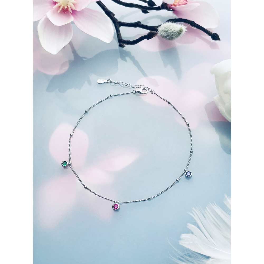 925 Silber Bein Armband mit Zirkonia