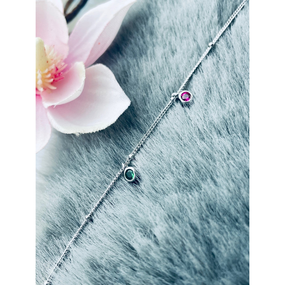 925 Silber Bein Armband mit Zirkonia