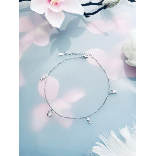 Vorhängeschloss Schlüssel 925 Silber Bein Armband mit Zirkonia