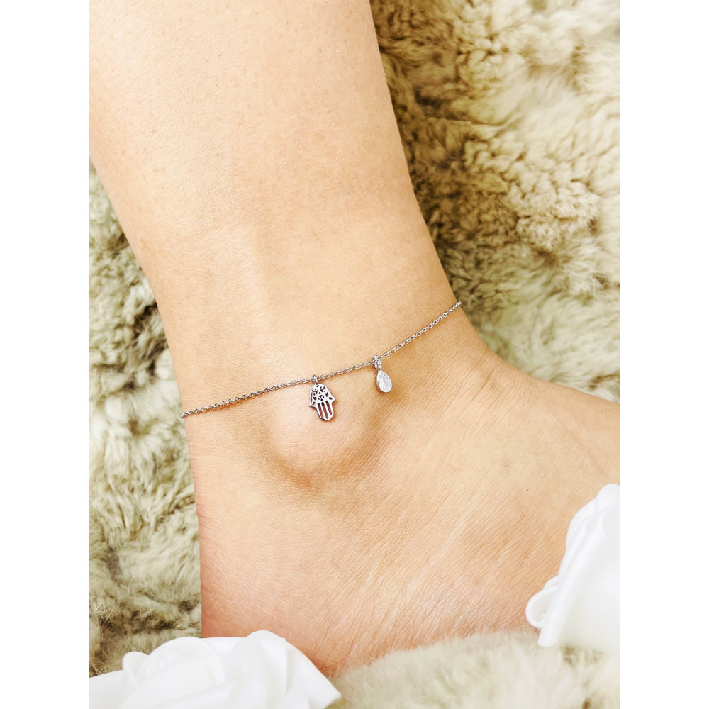 Hand 925 Silber Bein Armband mit Zirkonia