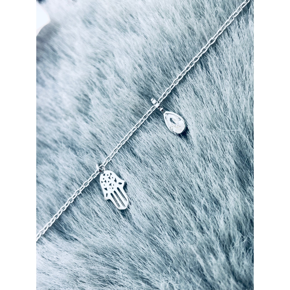 Hand 925 Silber Bein Armband mit Zirkonia