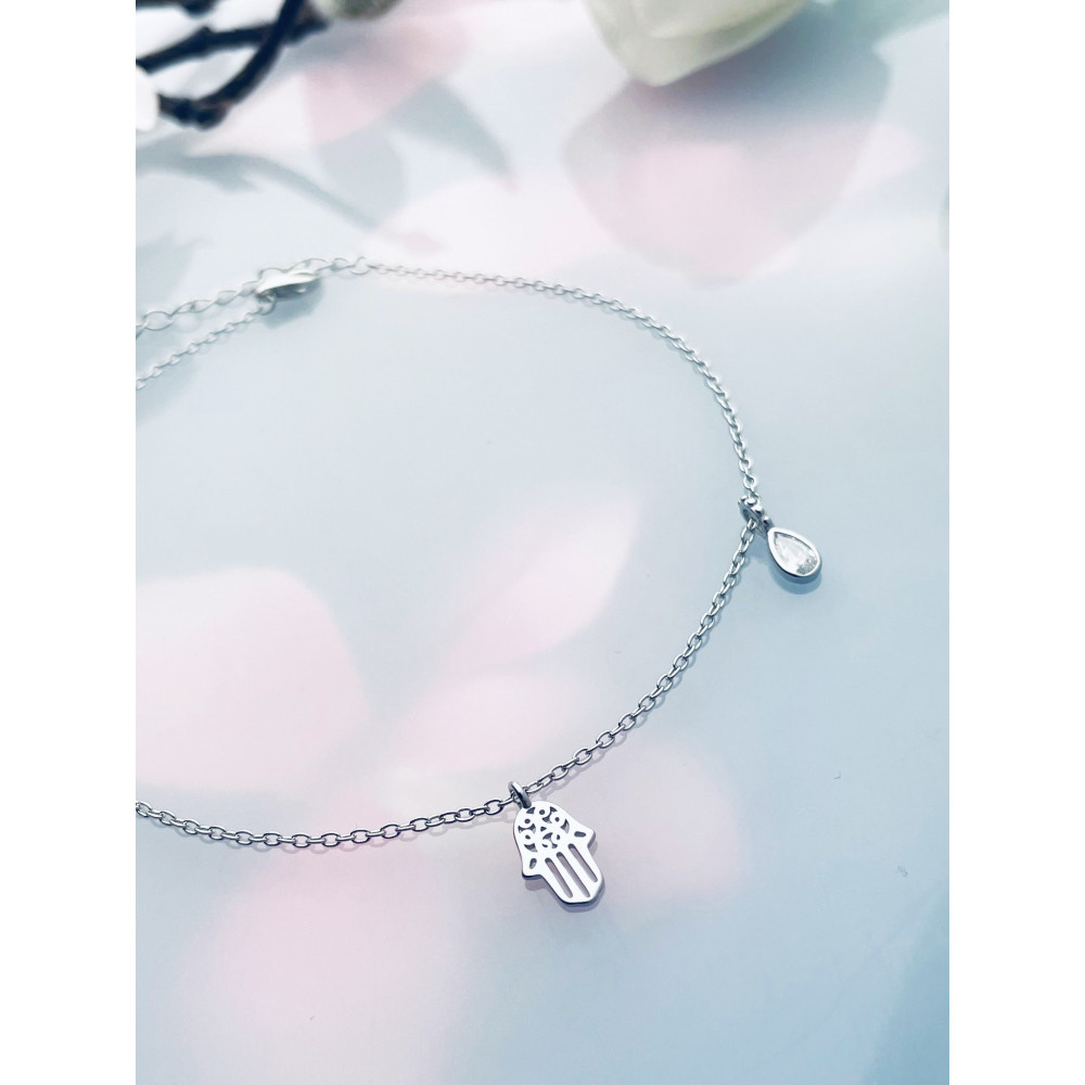 Hand 925 Silber Bein Armband mit Zirkonia