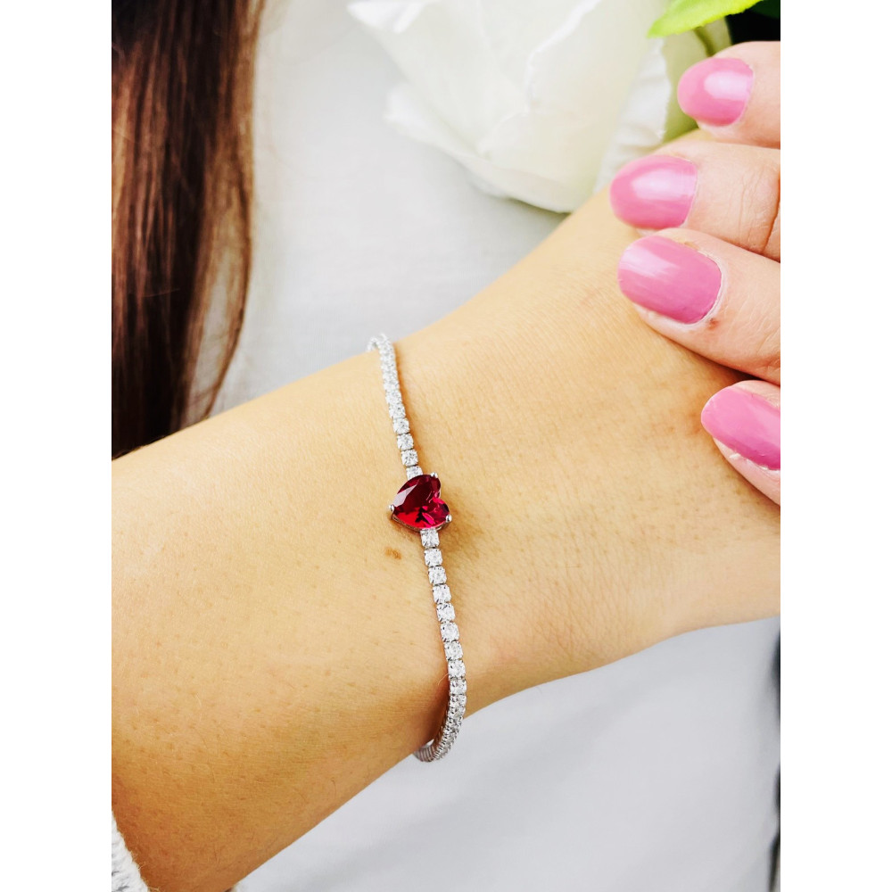 Herz Armband 925 Silber Damen mit Zirkonia