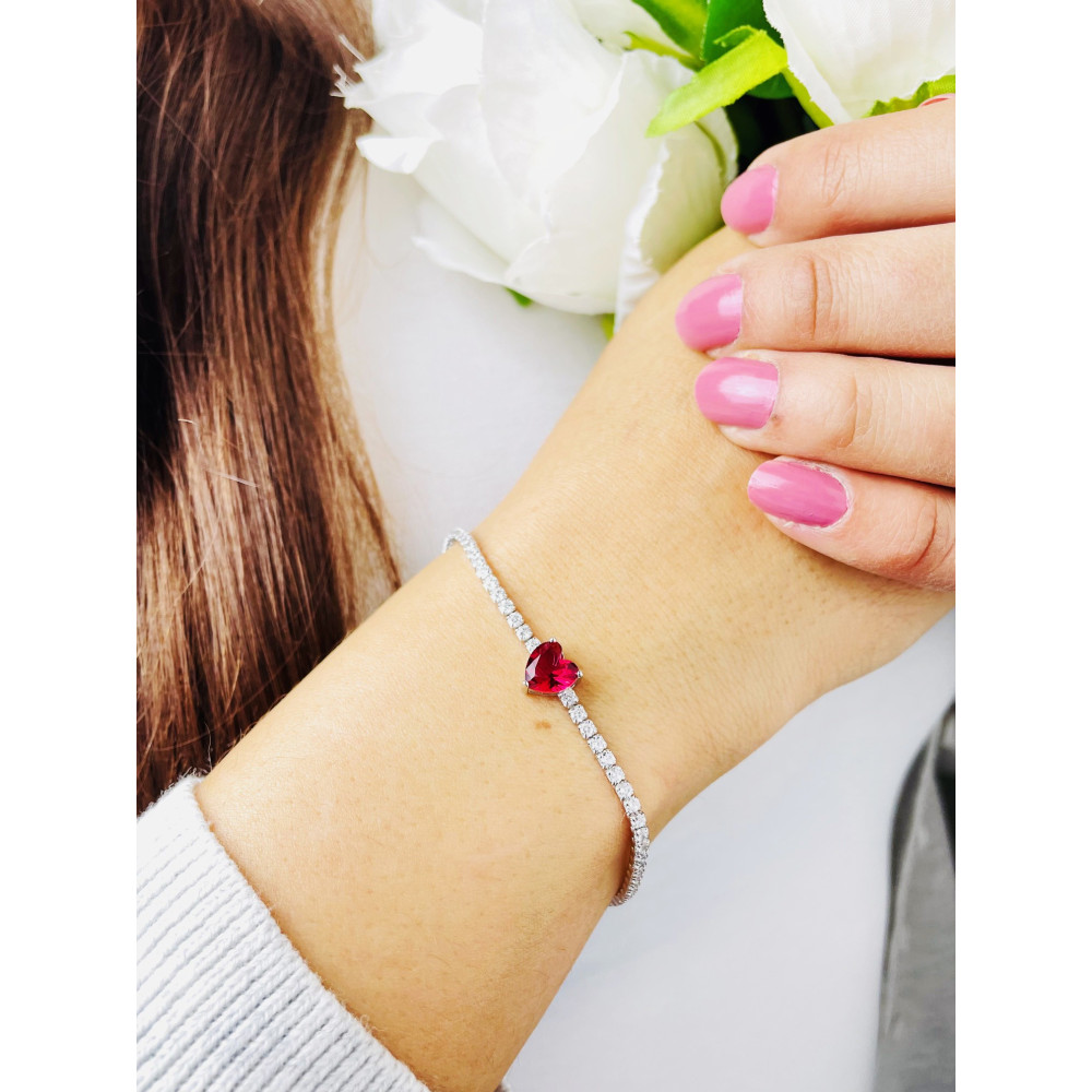 Herz Armband 925 Silber Damen mit Zirkonia