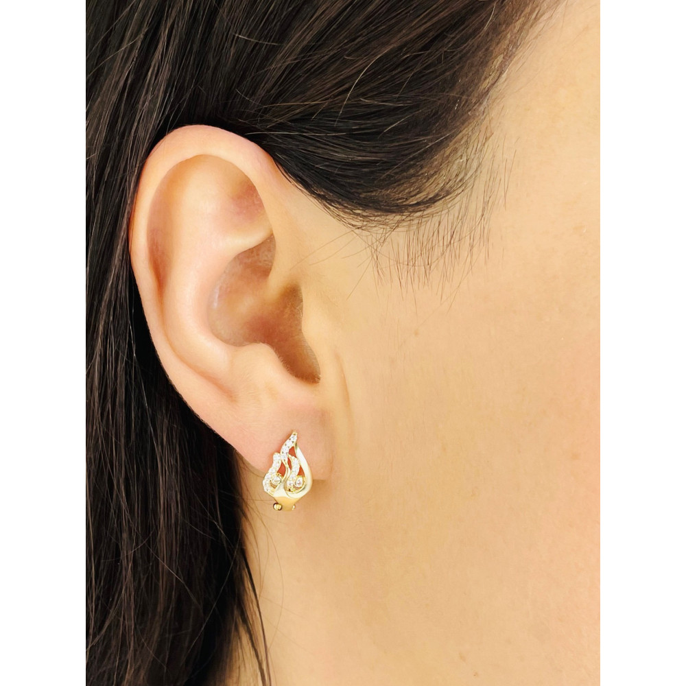 Feuer Ohrringe Ohrhänger Ohrstecker Ohrschmuck Gelbgol 585er 14KT mit Zirkonia Paar