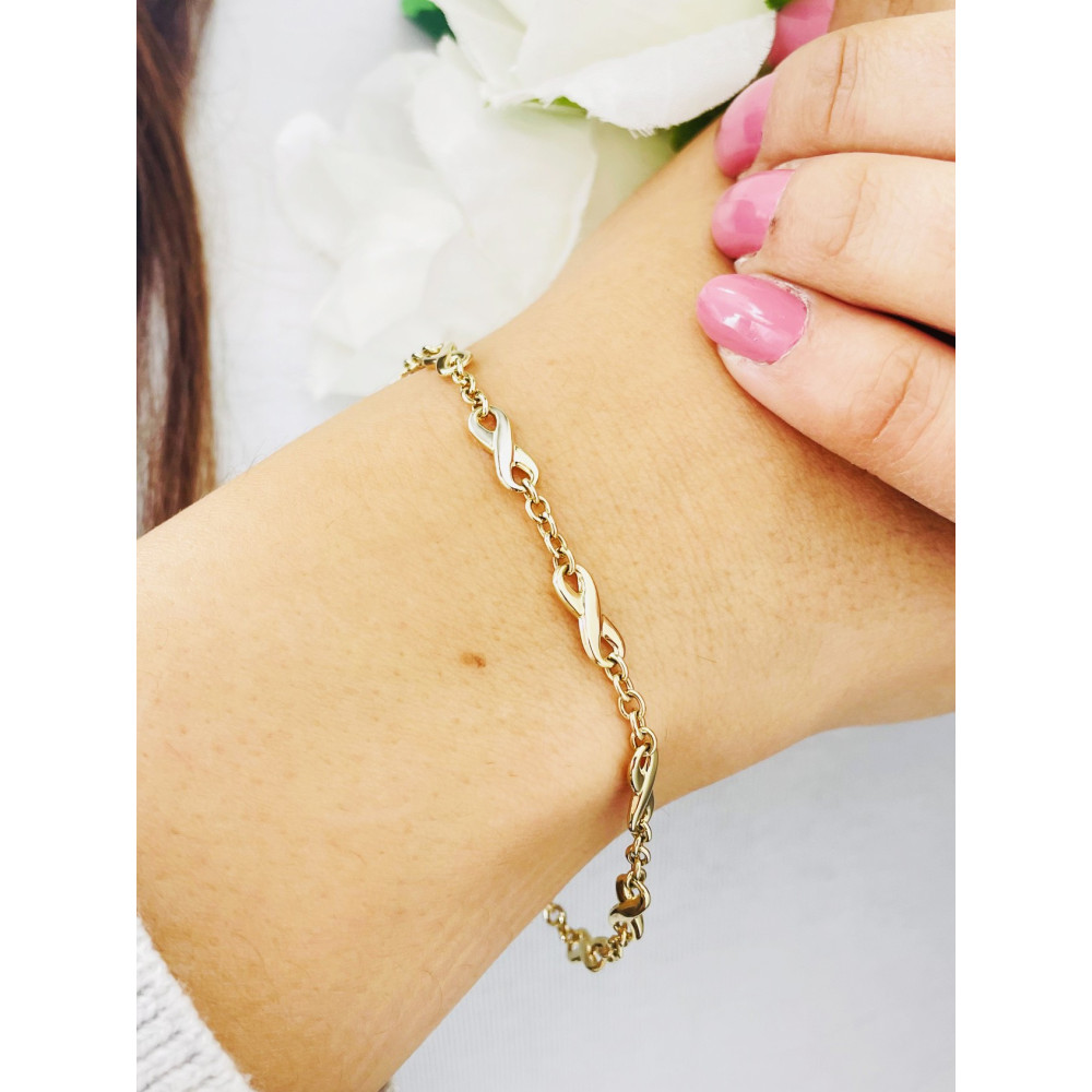 Złota bransoletka nieskończoność ozdobna polerowana