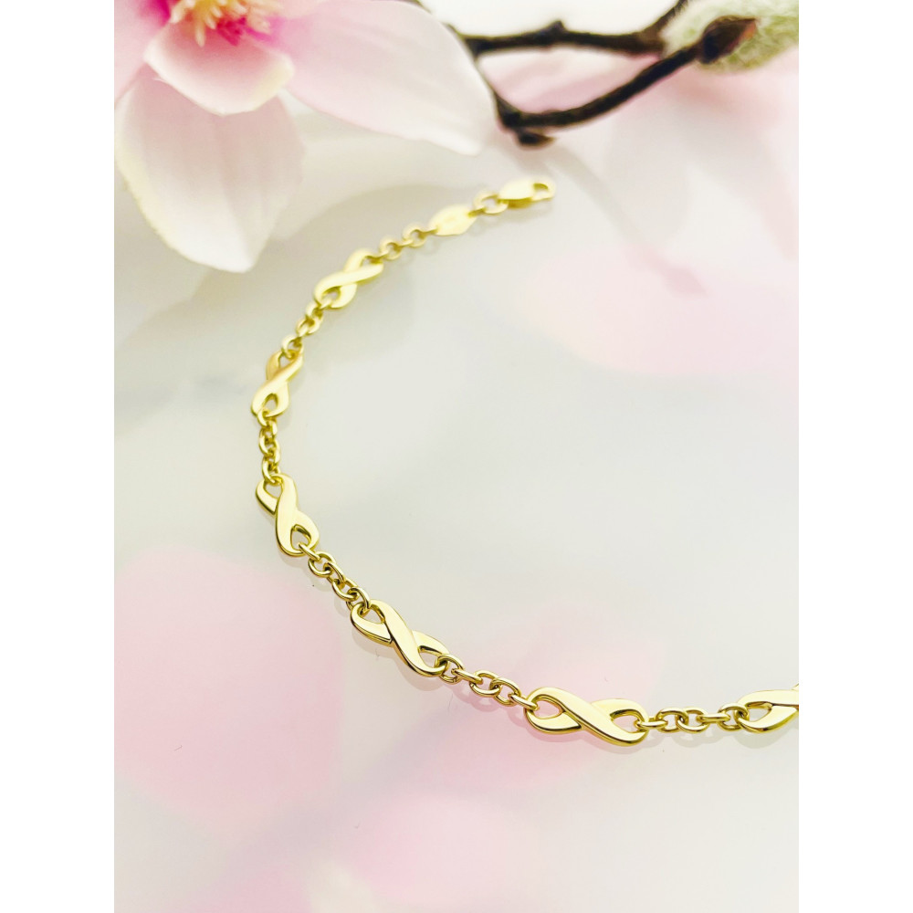 Damen Goldarmband Armband Armkette Gelbgold 585er 14KT Infinity
