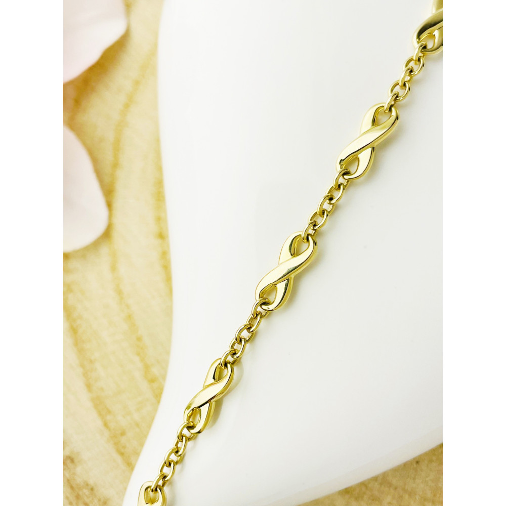 Damen Goldarmband Armband Armkette Gelbgold 585er 14KT Infinity