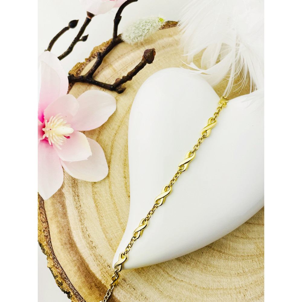 Złota bransoletka nieskończoność ozdobna polerowana