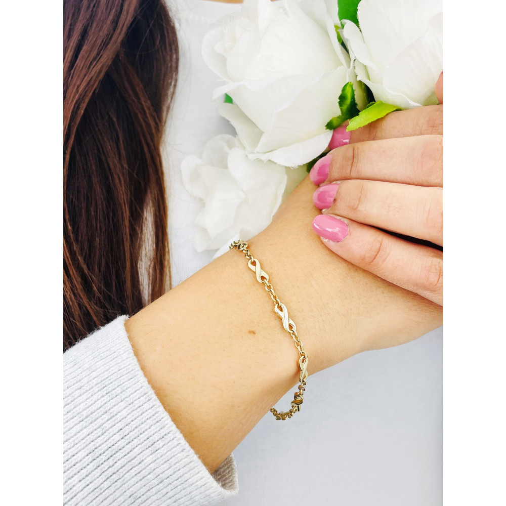 Damen Goldarmband Armband Armkette Gelbgold 585er 14KT Infinity