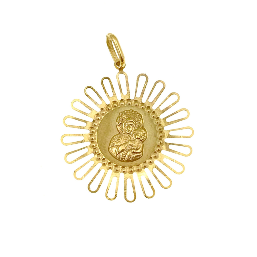 Złoty Medalik Zawieszka Matka Boska Częstochowska