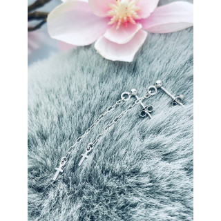 Kreuz 925 Silber Ohrringe Damen