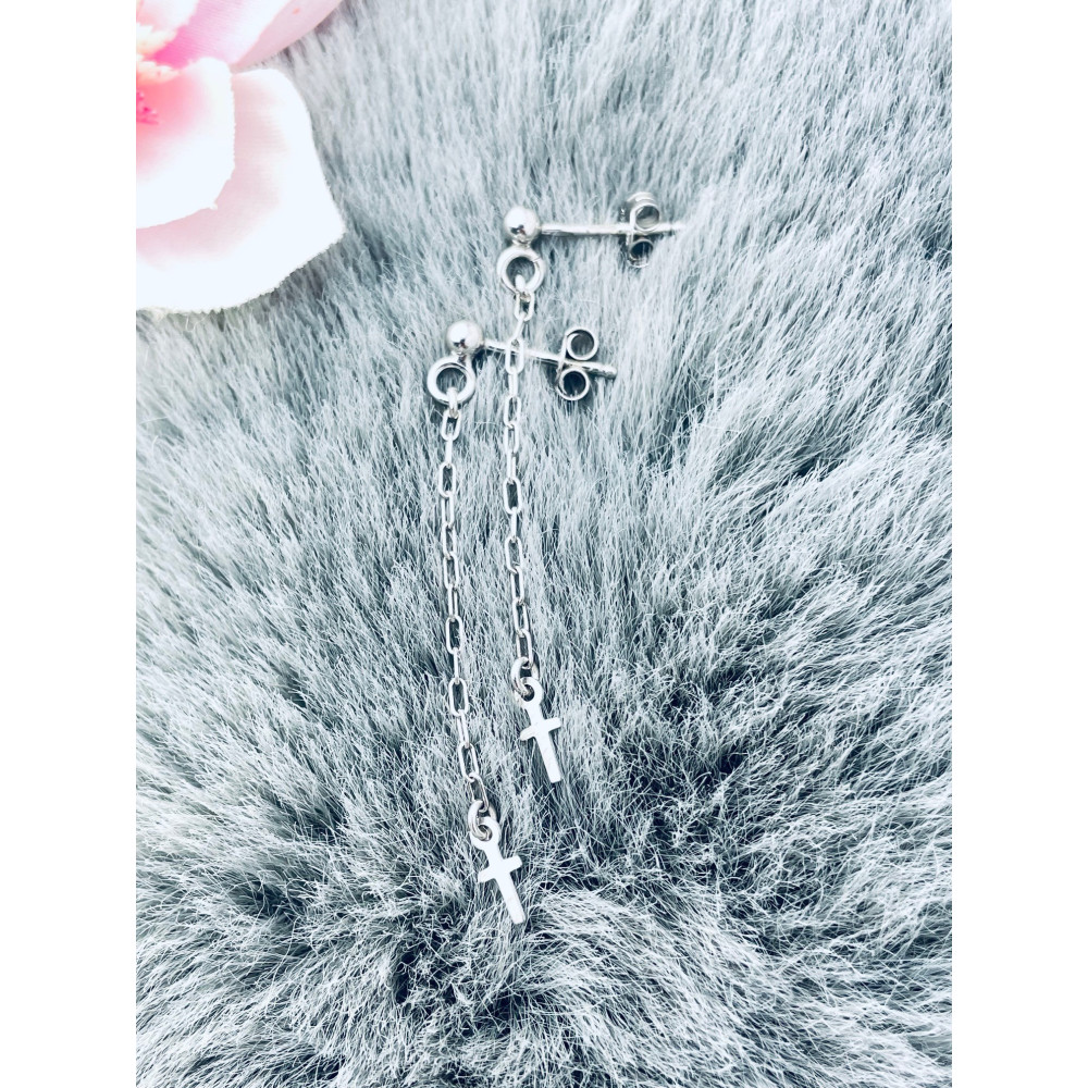 Kreuz 925 Silber Ohrringe Damen