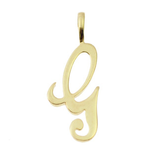 Złoty wisiorek zawieszka ozdobna literka G z zawijasami gładka polerowana