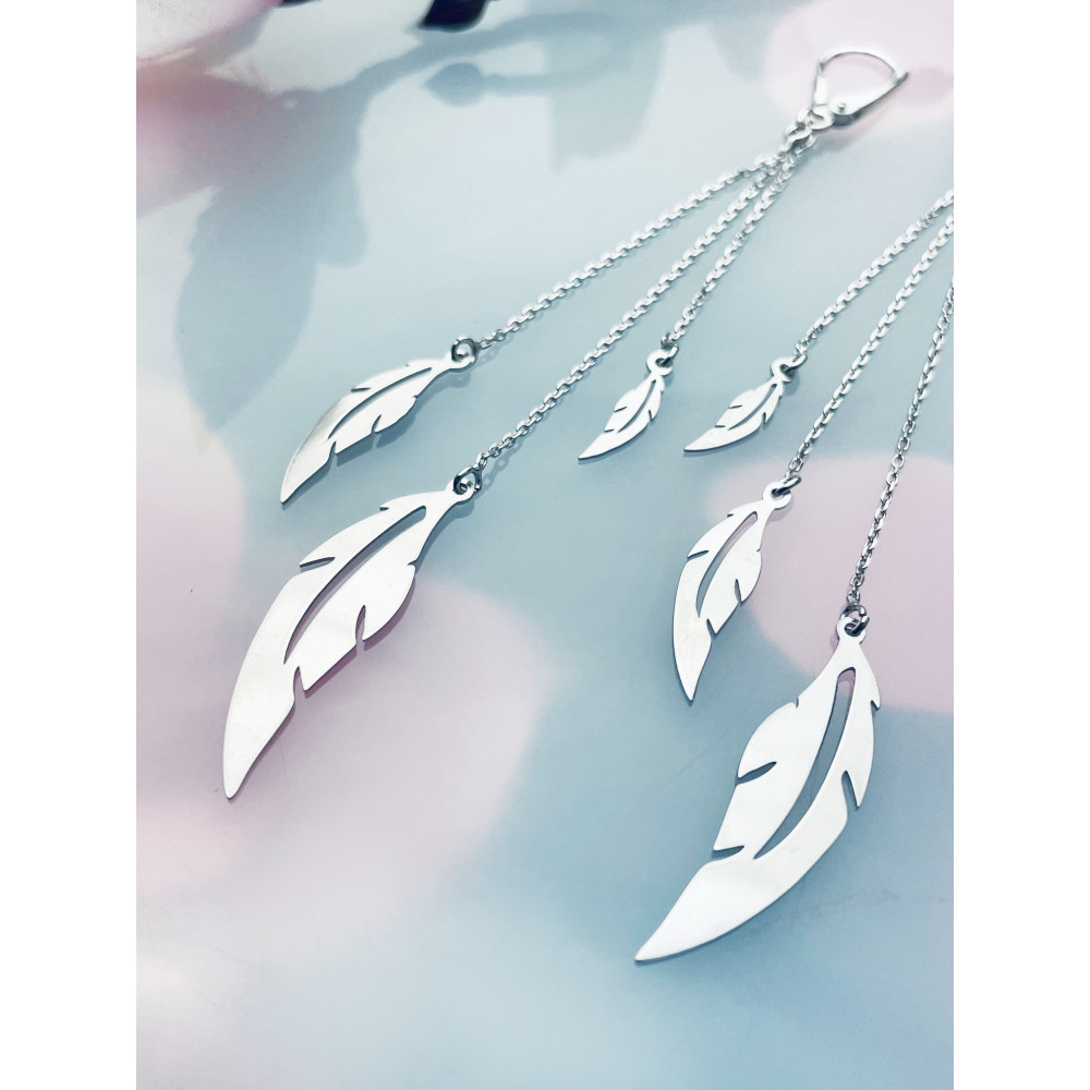 Feder 925 Silber Ohrringe Damen