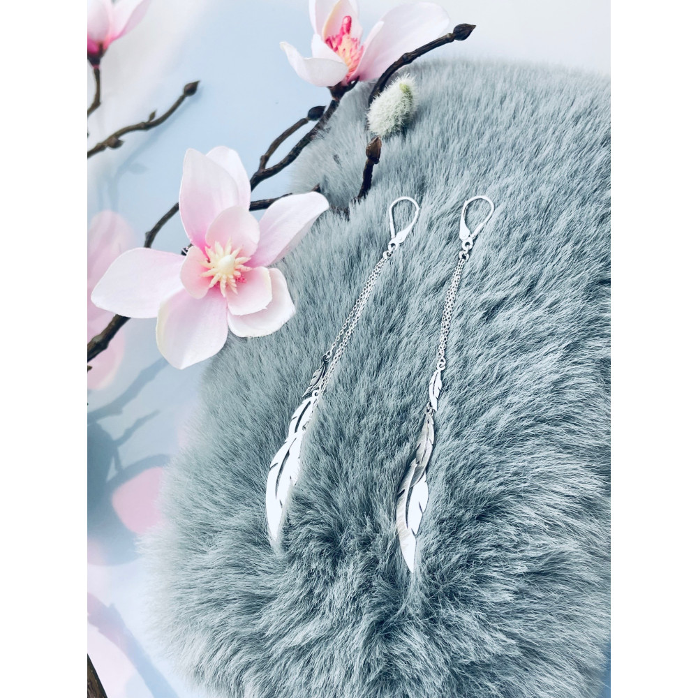 Feder 925 Silber Ohrringe Damen