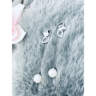 Blume 925 Silber Ohrringe mit Perle