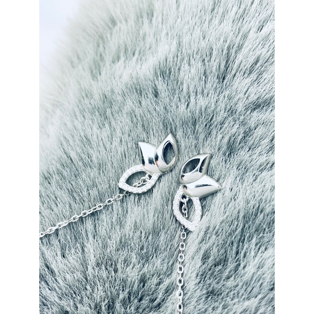Blume 925 Silber Ohrringe mit Perle