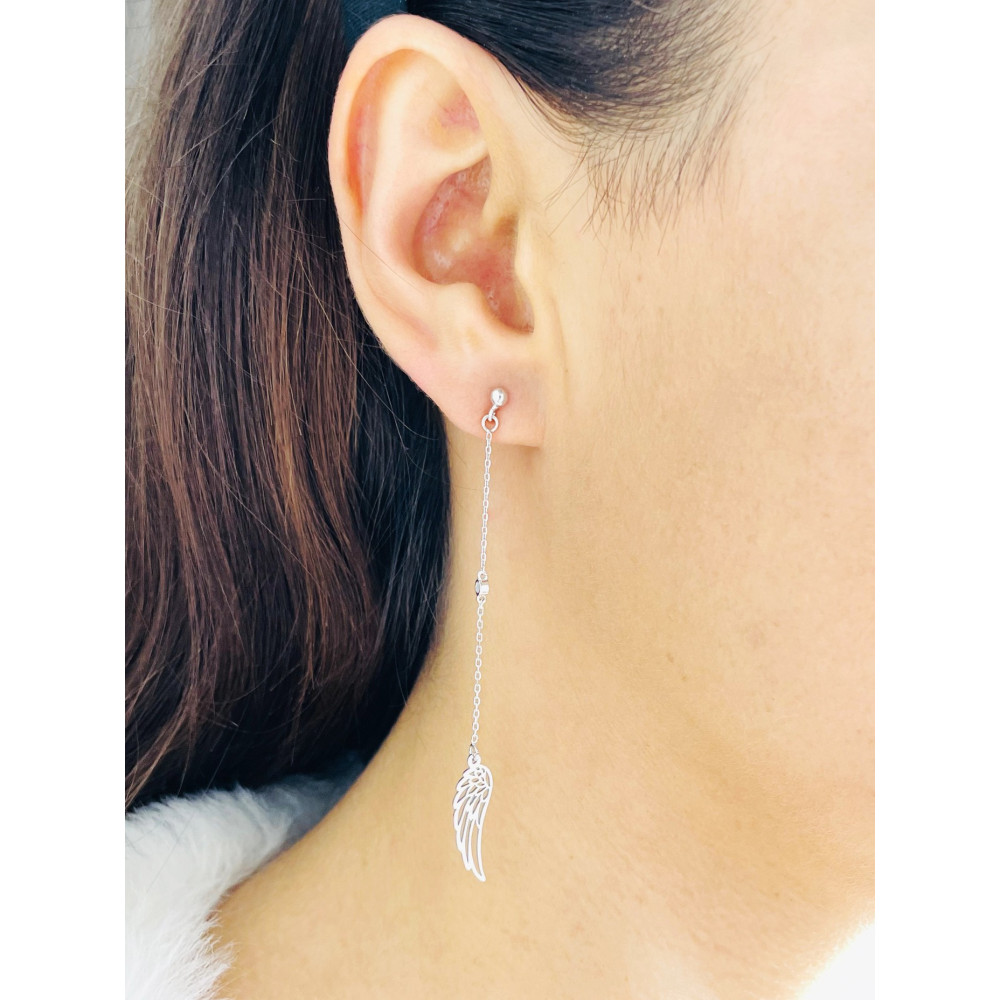 Flügel 925 Silber Ohrringe mit Zirkonia