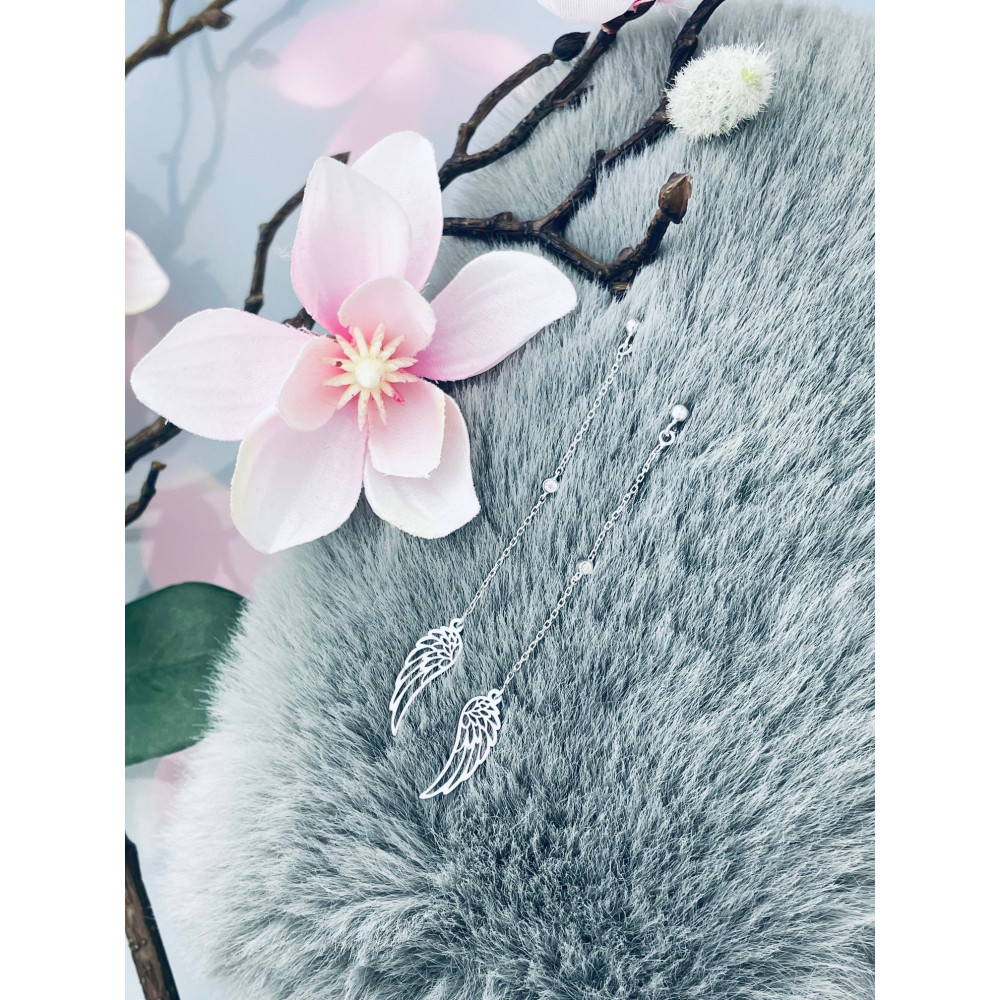 Flügel 925 Silber Ohrringe mit Zirkonia