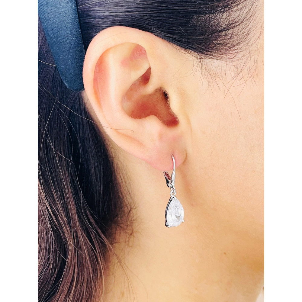 Tröpfchen 925 Silber Ohrringe mit Zirkonia