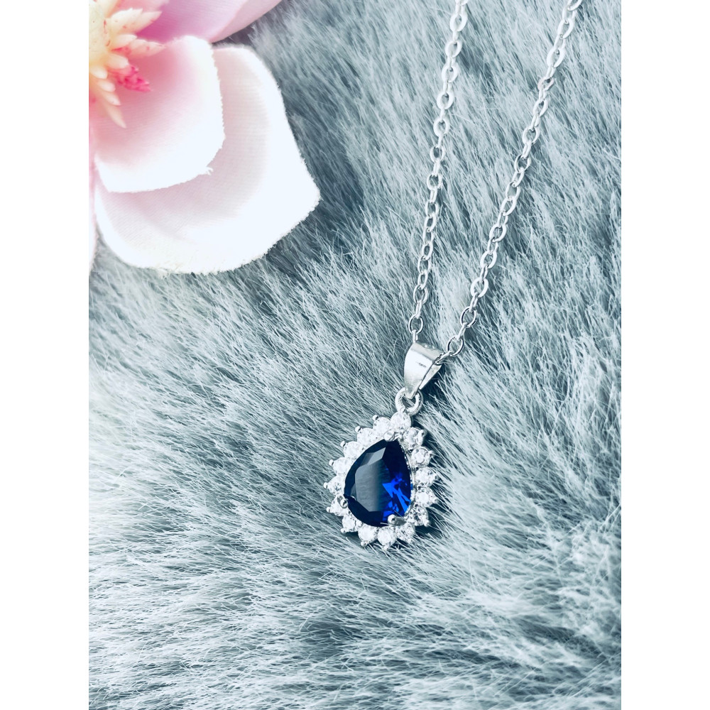 Tropfen 925 Silber Anhänger mit Zirkonia