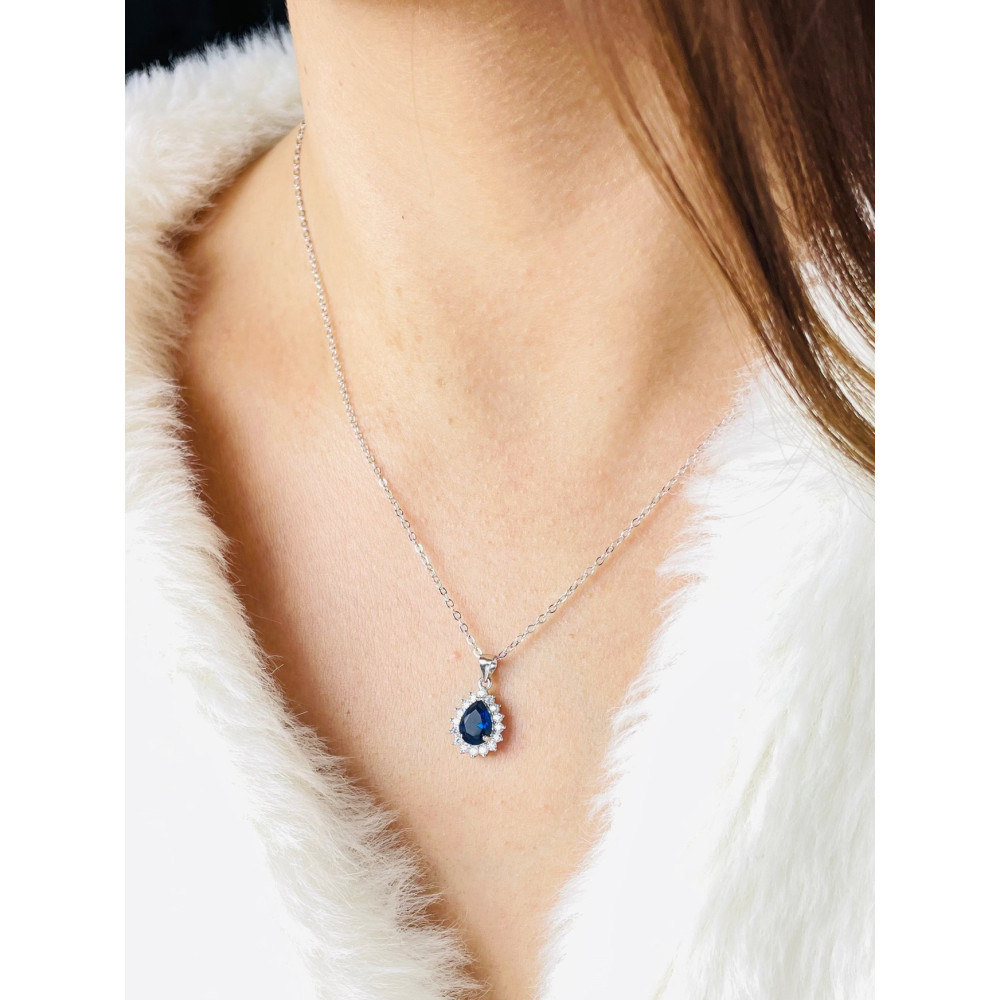 Tropfen 925 Silber Anhänger mit Zirkonia