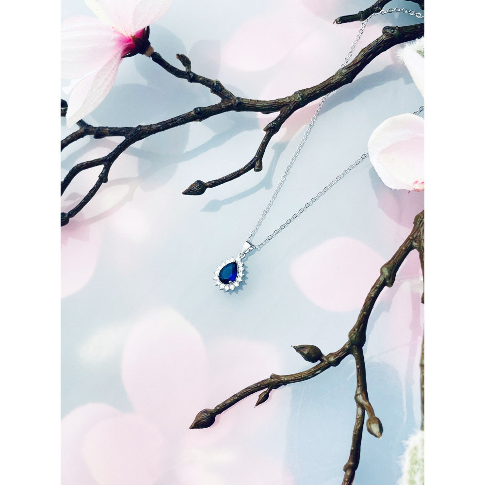 Tropfen 925 Silber Anhänger mit Zirkonia