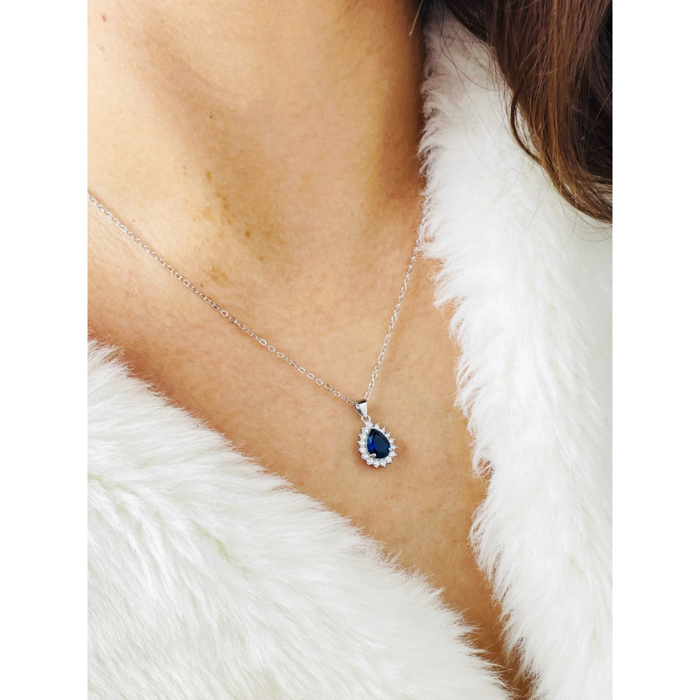 Tropfen 925 Silber Anhänger mit Zirkonia