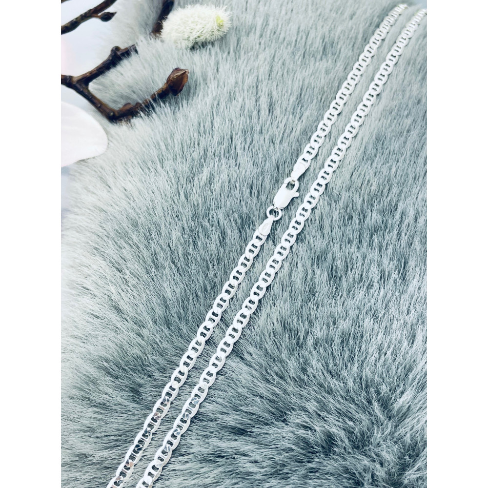 Srebrny łańcuszek pancerka płaska z drabinką