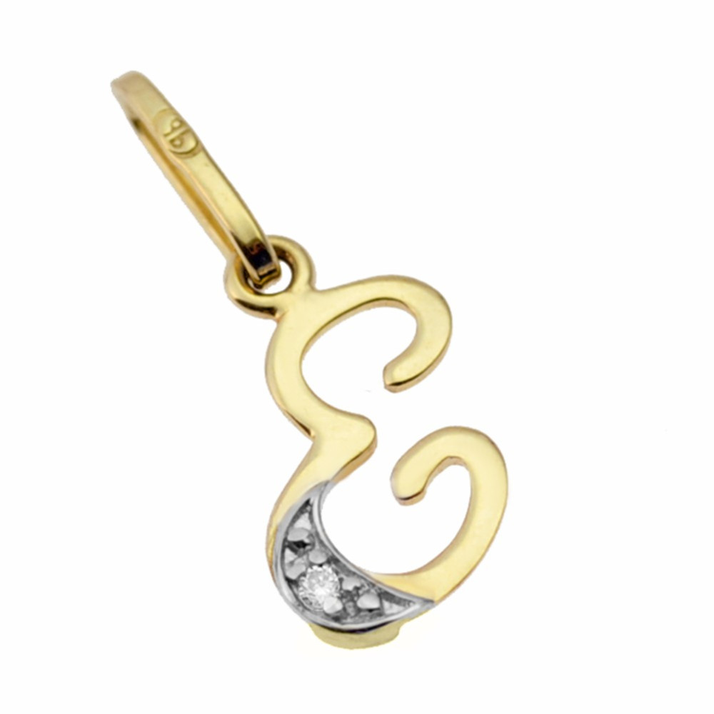 Złoty wisiorek zawieszka literka E