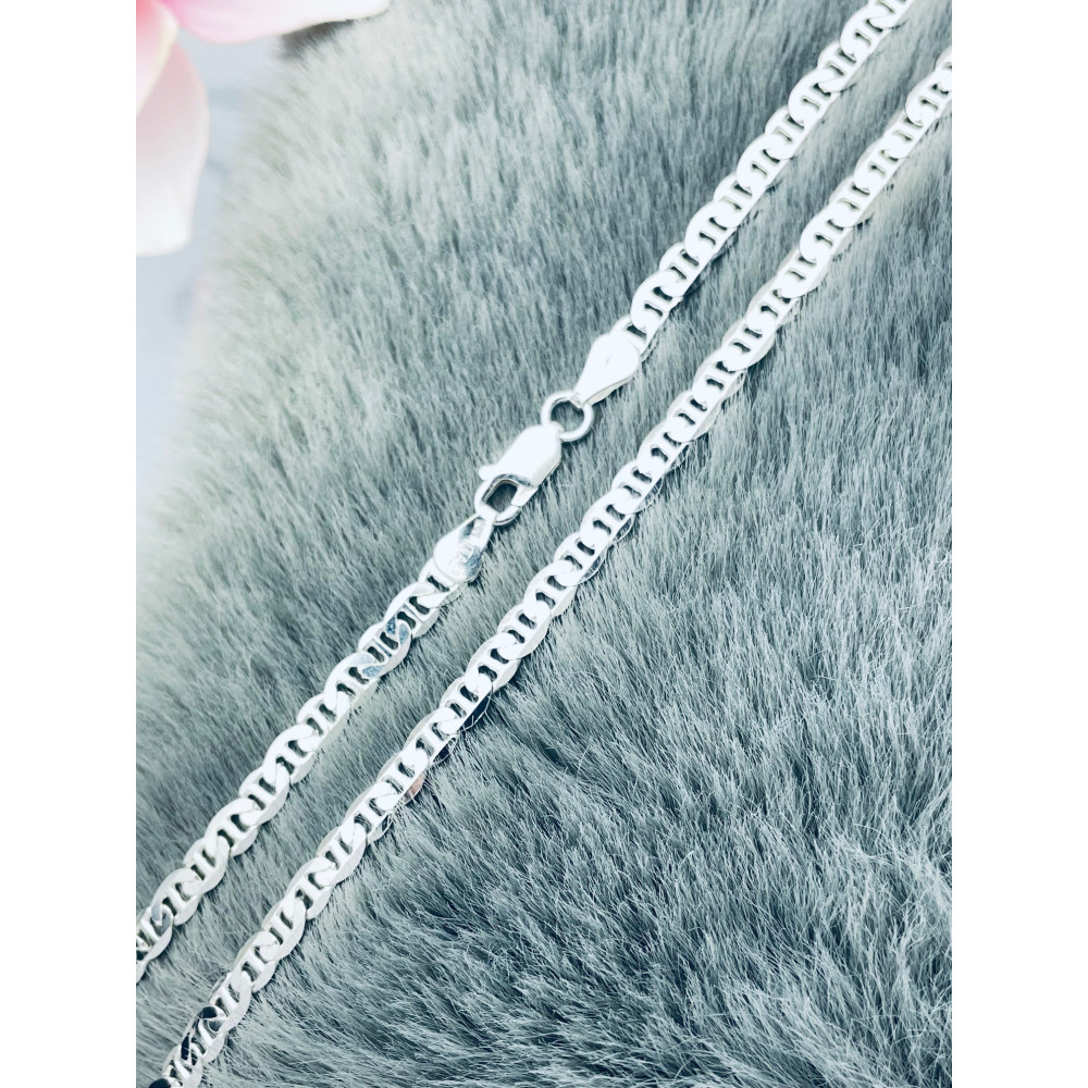 Srebrny łańcuszek pancerka płaska z drabinką