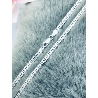 Srebrny łańcuszek pancerka płaska z drabinką