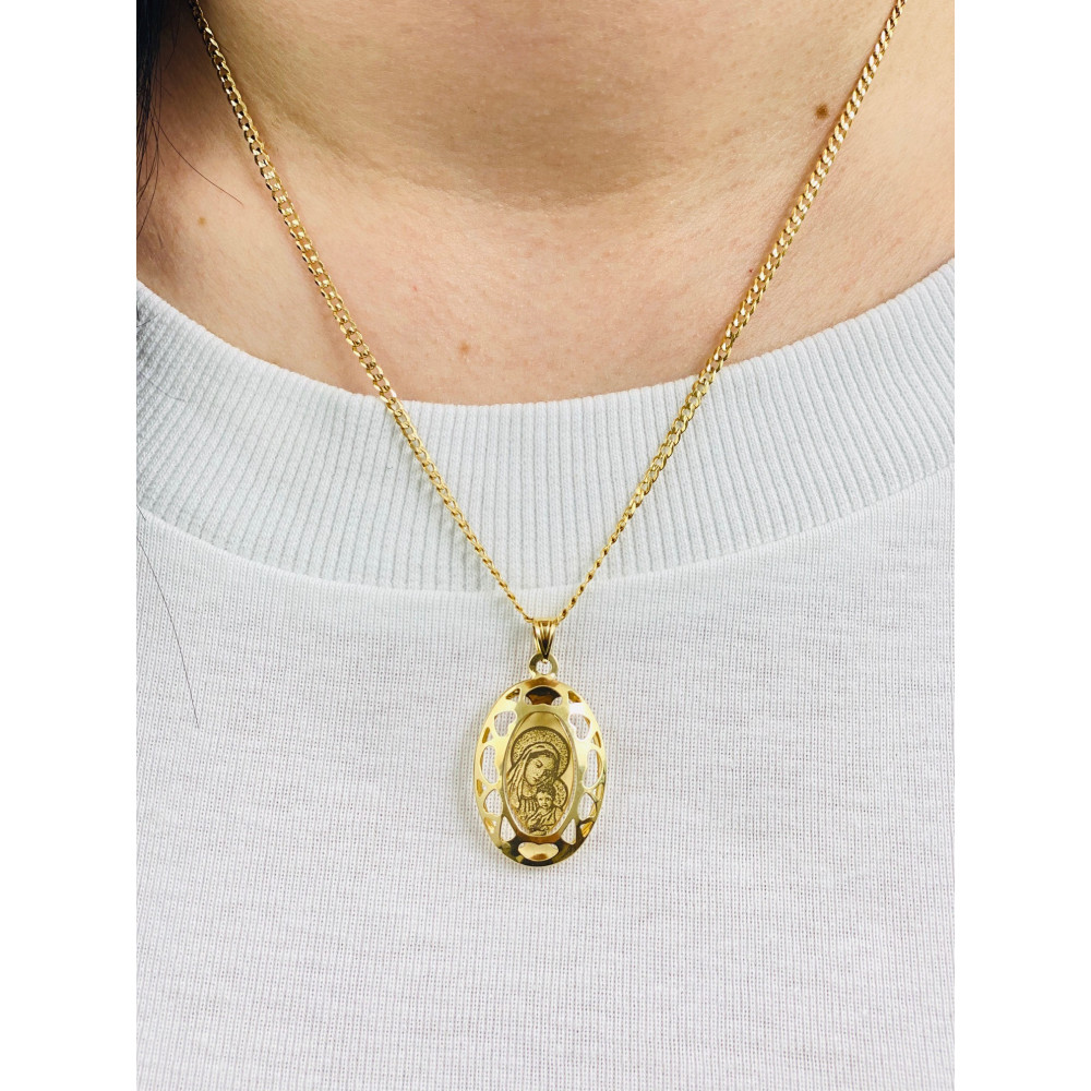 Złoty Medalik Zawieszka Matka Boska z Dzieciątkiem Jezus